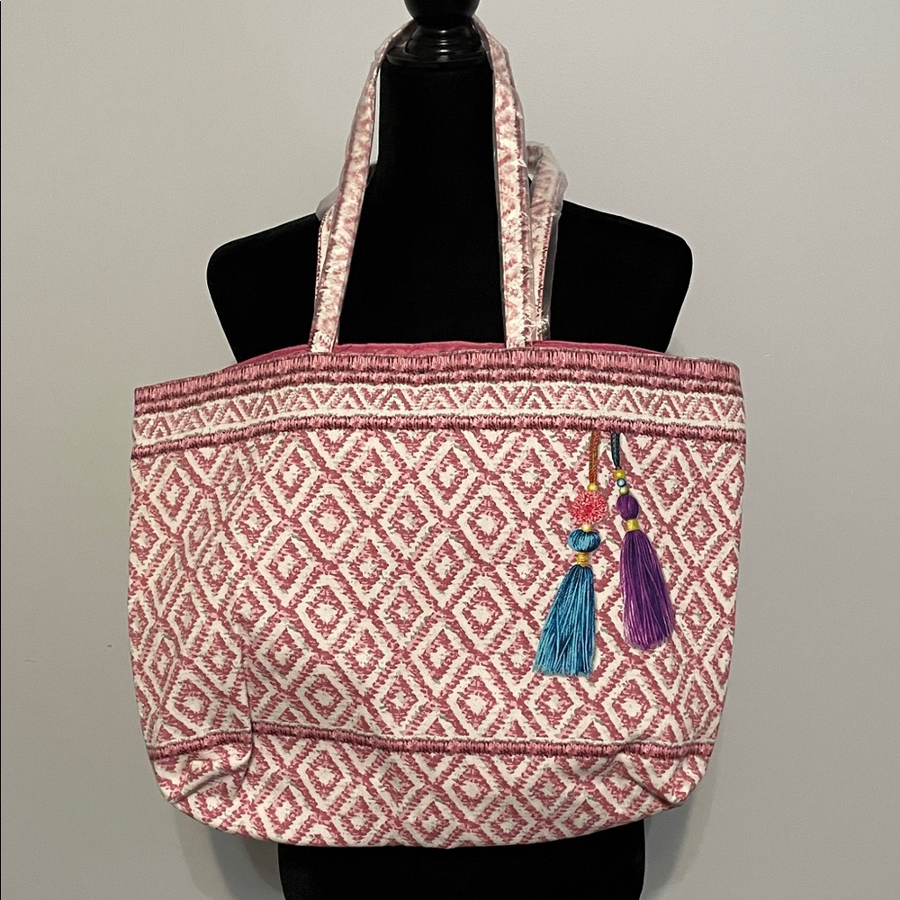Estee Lauder Stylish Pink and White Tote Bag